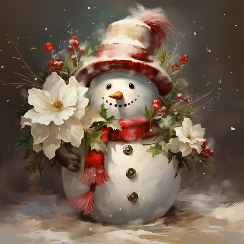 Rubbyoo Christmas Snowman Art - Wooden Jigsaw Puzzle - A2 - Wooden Gift Packaging - image 0