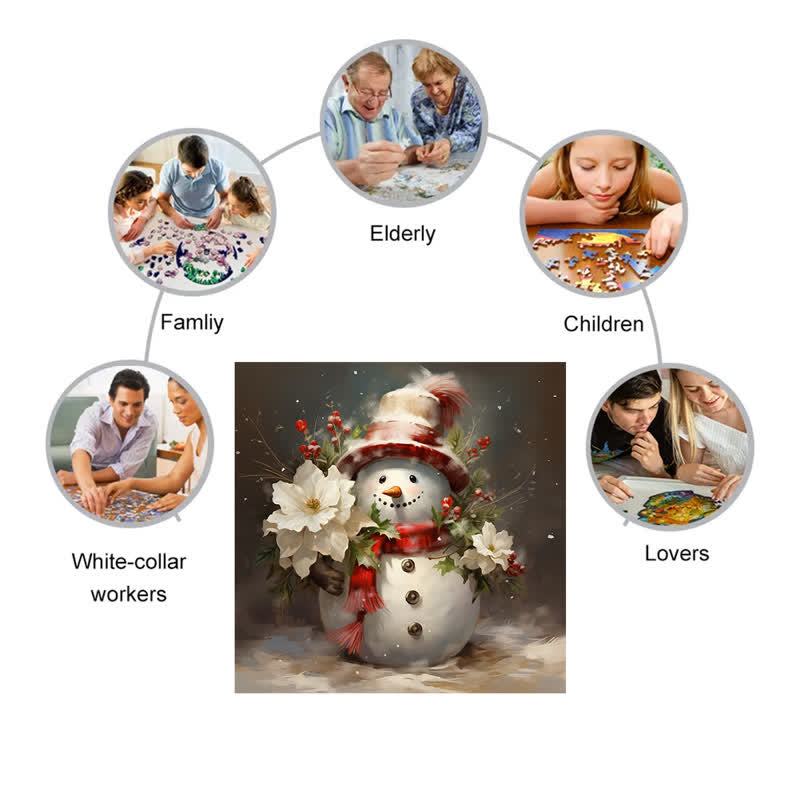Rubbyoo Christmas Snowman Art - Wooden Jigsaw Puzzle - image 2
