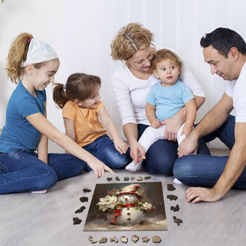 Rubbyoo Christmas Snowman Art - Wooden Jigsaw Puzzle - image 7