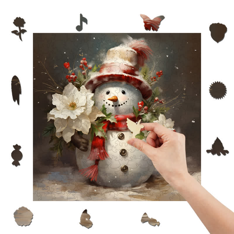 Rubbyoo Christmas Snowman Art - Wooden Jigsaw Puzzle - image 6