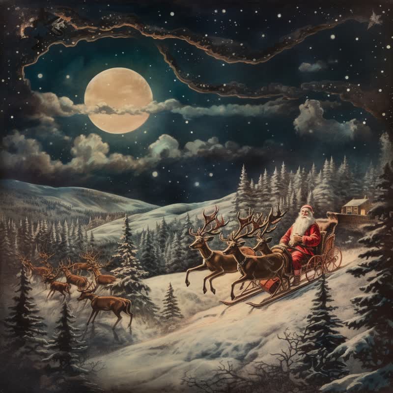 Rubbyoo Santa And His Reindeer - Wooden Jigsaw Puzzle - A2 - Wooden Gift Packaging - image 0