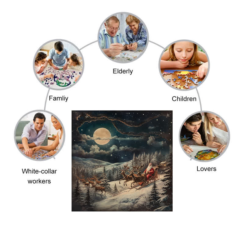 Rubbyoo Santa And His Reindeer - Wooden Jigsaw Puzzle - image 2