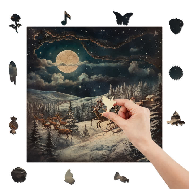 Rubbyoo Santa And His Reindeer - Wooden Jigsaw Puzzle - image 4