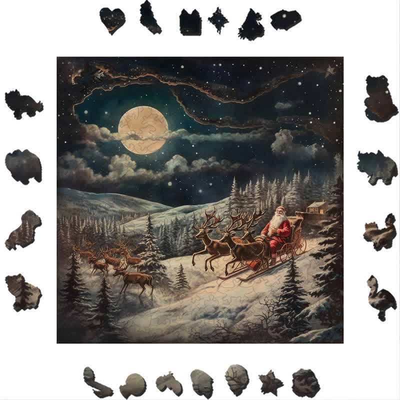 Rubbyoo Santa And His Reindeer - Wooden Jigsaw Puzzle - image 1