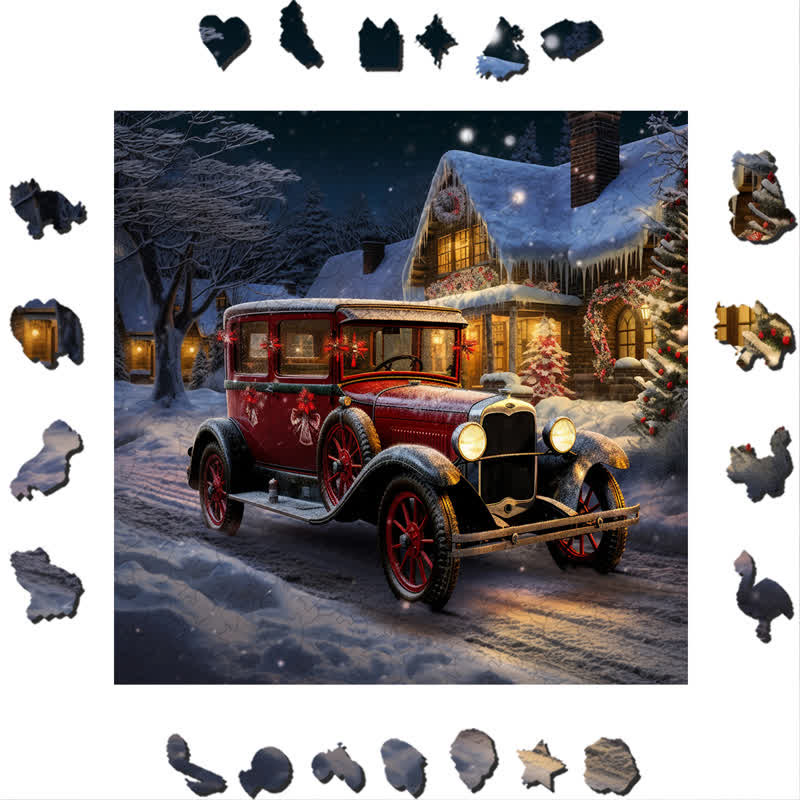 Rubbyoo Red Truck Christmas - Wooden Jigsaw Puzzle - image 1