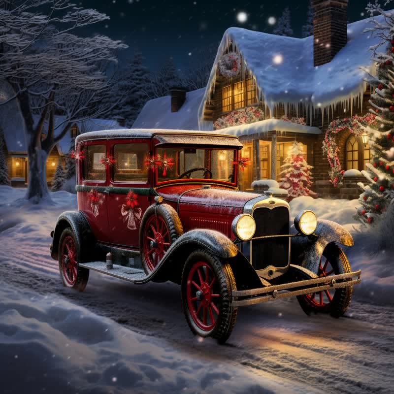 Rubbyoo Red Truck Christmas - Wooden Jigsaw Puzzle - A2 - Wooden Gift Packaging - image 0