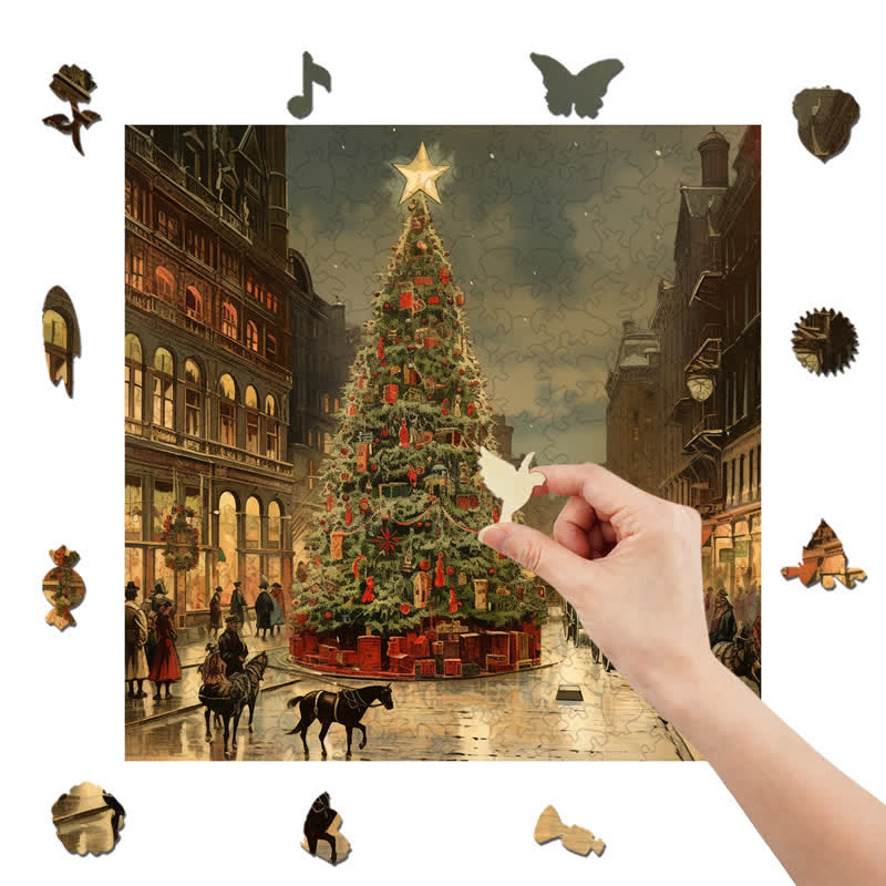 Rubbyoo Christmas City Street At Night - Wooden Jigsaw Puzzle - image 5