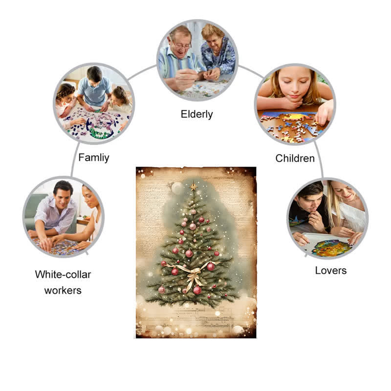 Rubbyoo Vintage Christmas Tree - Wooden Jigsaw Puzzle - image 5