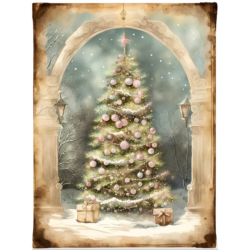 Rubbyoo Shabby Chic Pink Rose Christmas Tree - Wooden Jigsaw Puzzle - A2 - Wooden Gift Packaging - image 0
