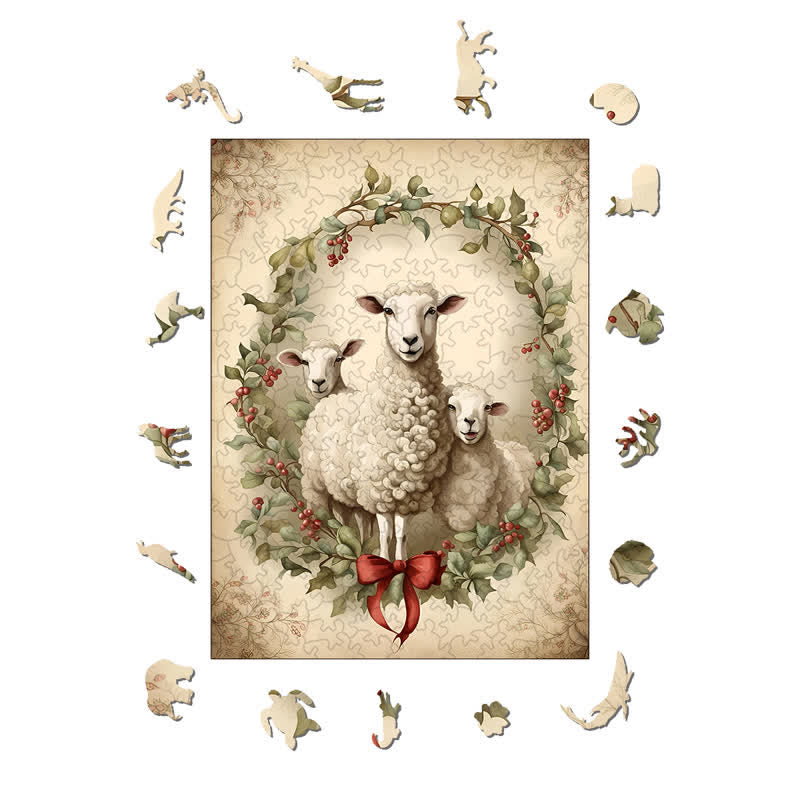 Rubbyoo Christmas Sheep - Wooden Jigsaw Puzzle - image 1