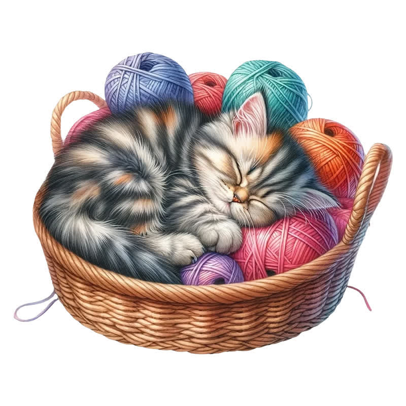 Kittens in Basket 1 - Wooden Jigsaw Puzzle - A3 - Wooden Gift Packaging - image 0