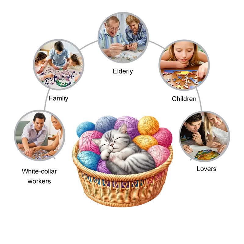 Kittens in Basket 3 - Wooden Jigsaw Puzzle - image 2