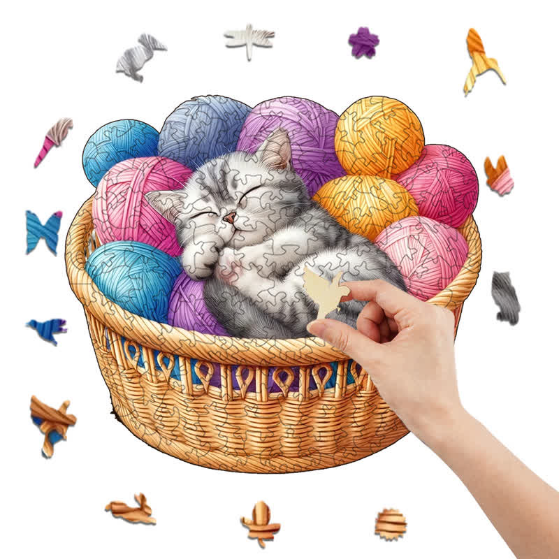 Kittens in Basket 3 - Wooden Jigsaw Puzzle - image 7