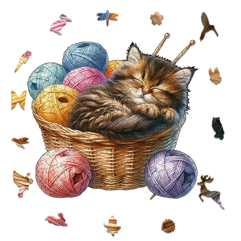 Kittens in Basket 2 - Wooden Jigsaw Puzzle - image 1