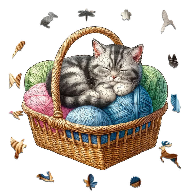Kittens in Basket 4 - Wooden Jigsaw Puzzle - image 1