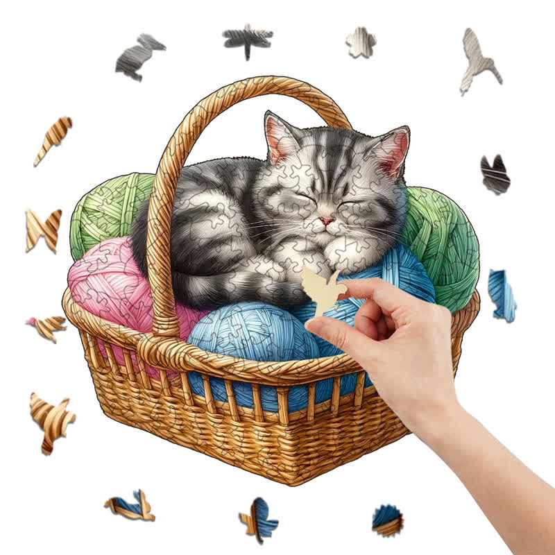 Kittens in Basket 4 - Wooden Jigsaw Puzzle - image 7