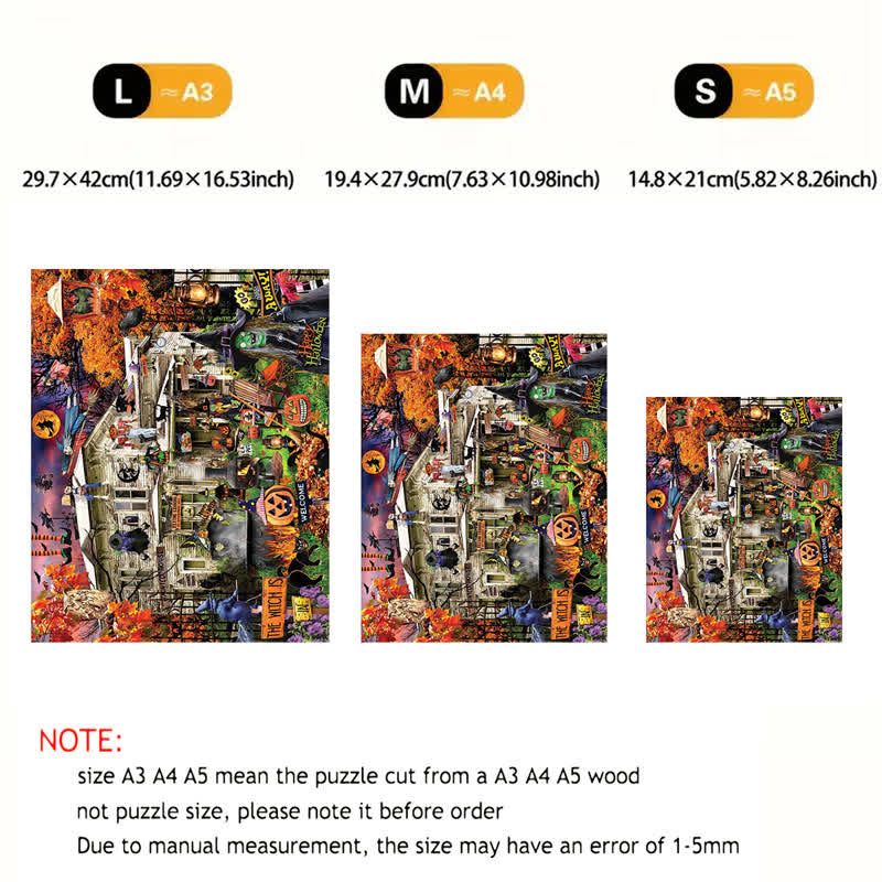 Rubbyoo Witches Welcome Halloween Black Cat Haunted House - Wooden Jigsaw Puzzle - image 8