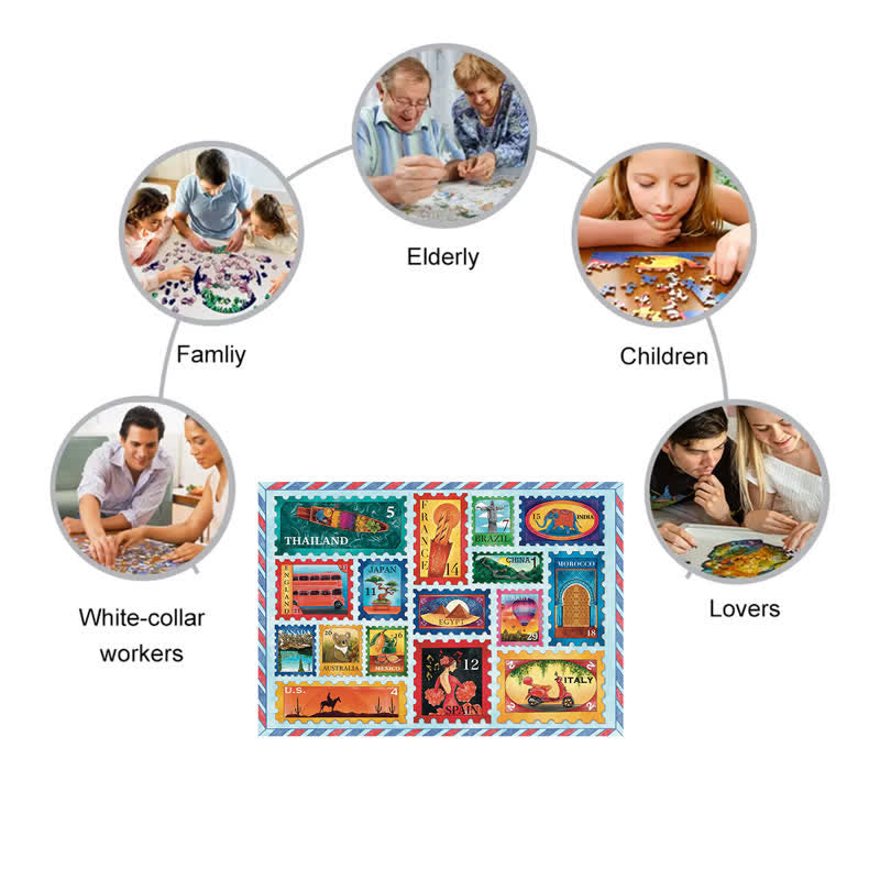 Rubbyoo Around the World in Stamps - Wooden Jigsaw Puzzle - image 2