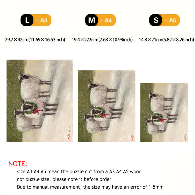 Rubbyoo Lambs With Wreath - Wooden Jigsaw Puzzle - image 7