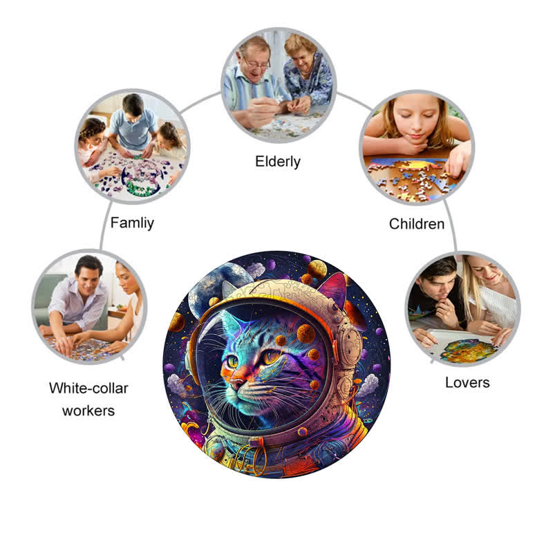 Rubbyoo Space Cat Cute Kittens - Wooden Jigsaw Puzzle - image 2