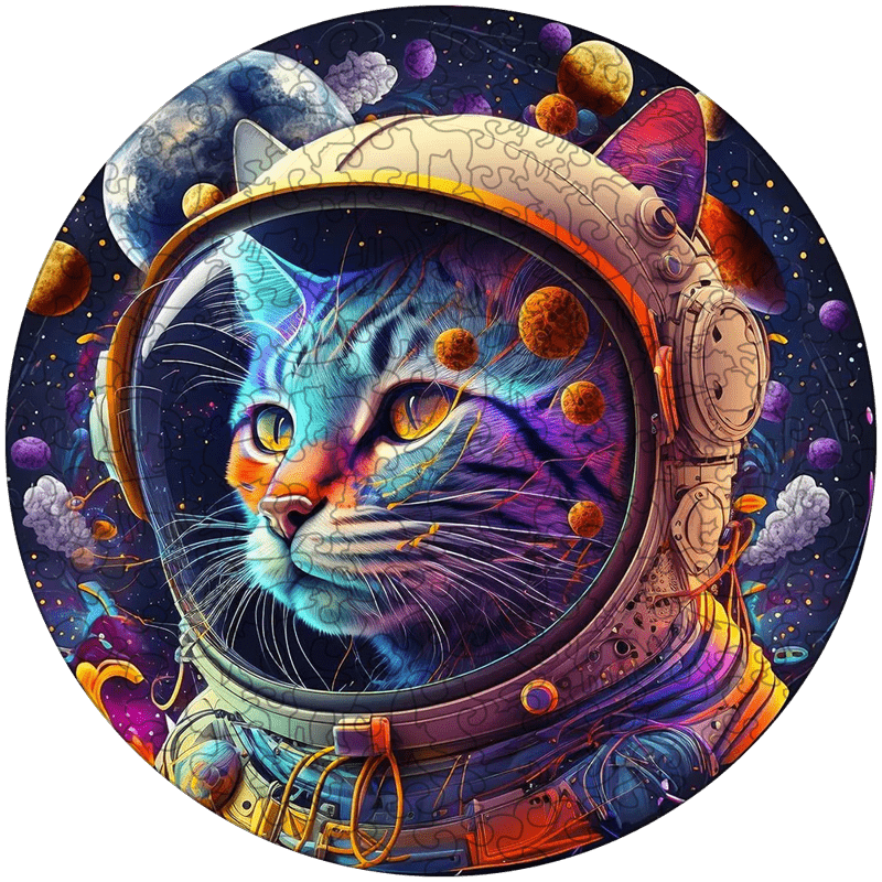 Rubbyoo Space Cat Cute Kittens - Wooden Jigsaw Puzzle - A3 - Wooden Gift Packaging - image 0