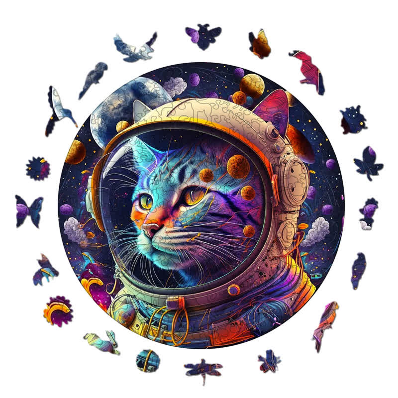 Rubbyoo Space Cat Cute Kittens - Wooden Jigsaw Puzzle - image 1
