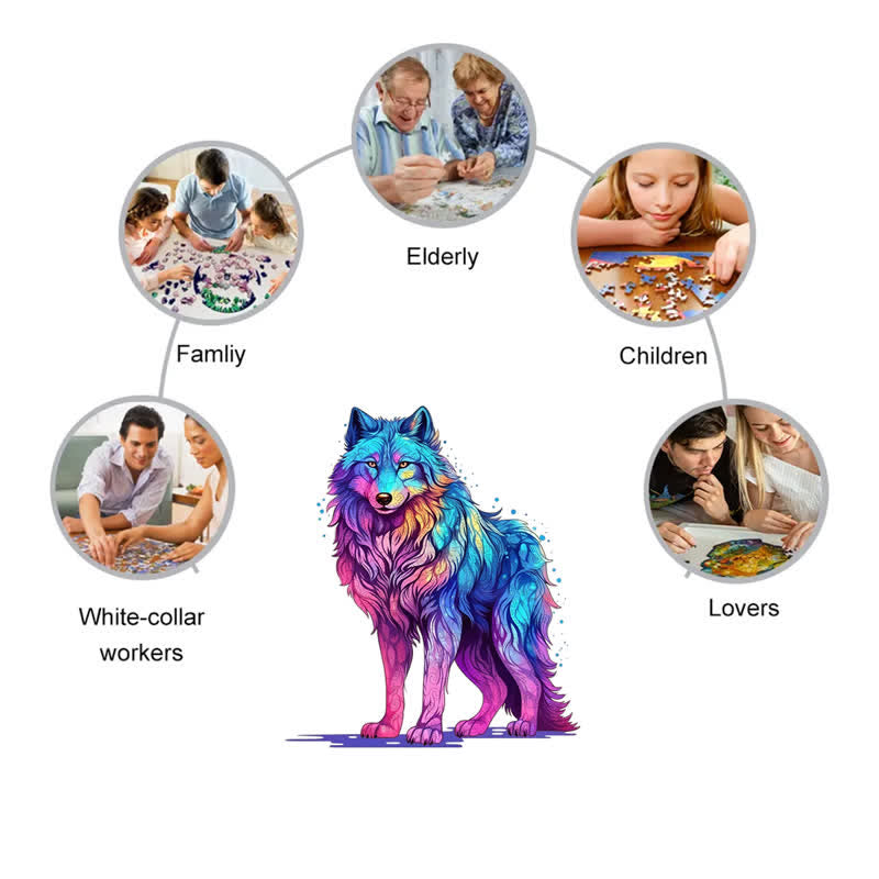 Rubbyoo Majestic Rainbow Wolf - Wooden Jigsaw Puzzle - image 2