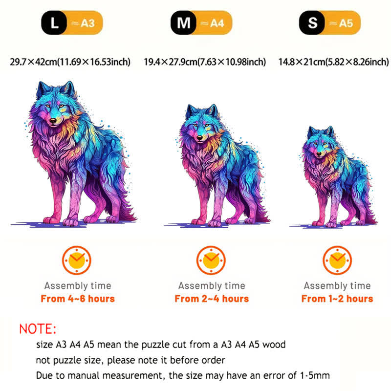 Rubbyoo Majestic Rainbow Wolf - Wooden Jigsaw Puzzle - image 4