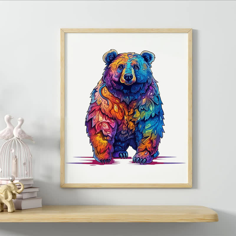 Rubbyoo Beautiful Psychedelic Furious Bear - Wooden Jigsaw Puzzle - image 4
