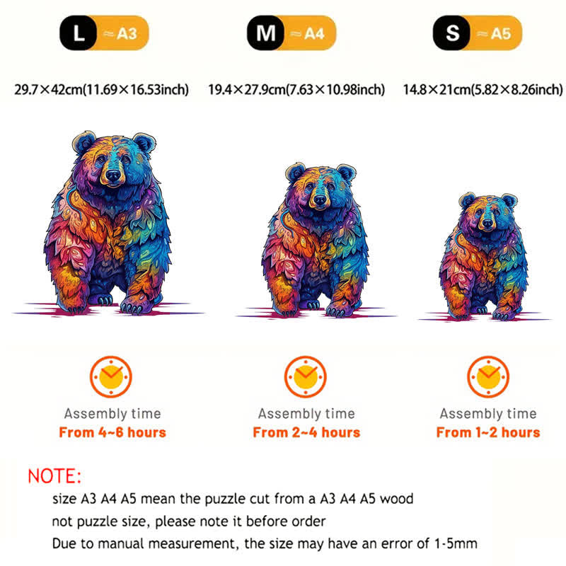 Rubbyoo Beautiful Psychedelic Furious Bear - Wooden Jigsaw Puzzle - image 5