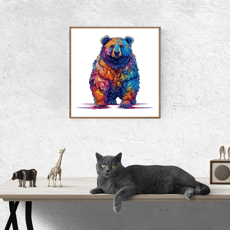 Rubbyoo Beautiful Psychedelic Furious Bear - Wooden Jigsaw Puzzle - image 2