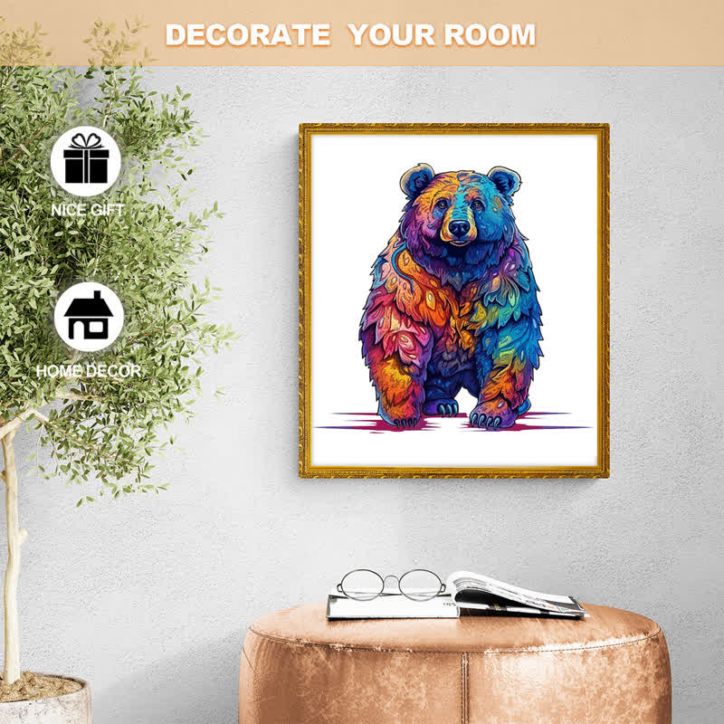 Rubbyoo Beautiful Psychedelic Furious Bear - Wooden Jigsaw Puzzle - image 10
