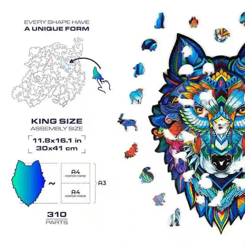 Rubbyoo Blue Wolf - Wooden Jigsaw Puzzle - image 3