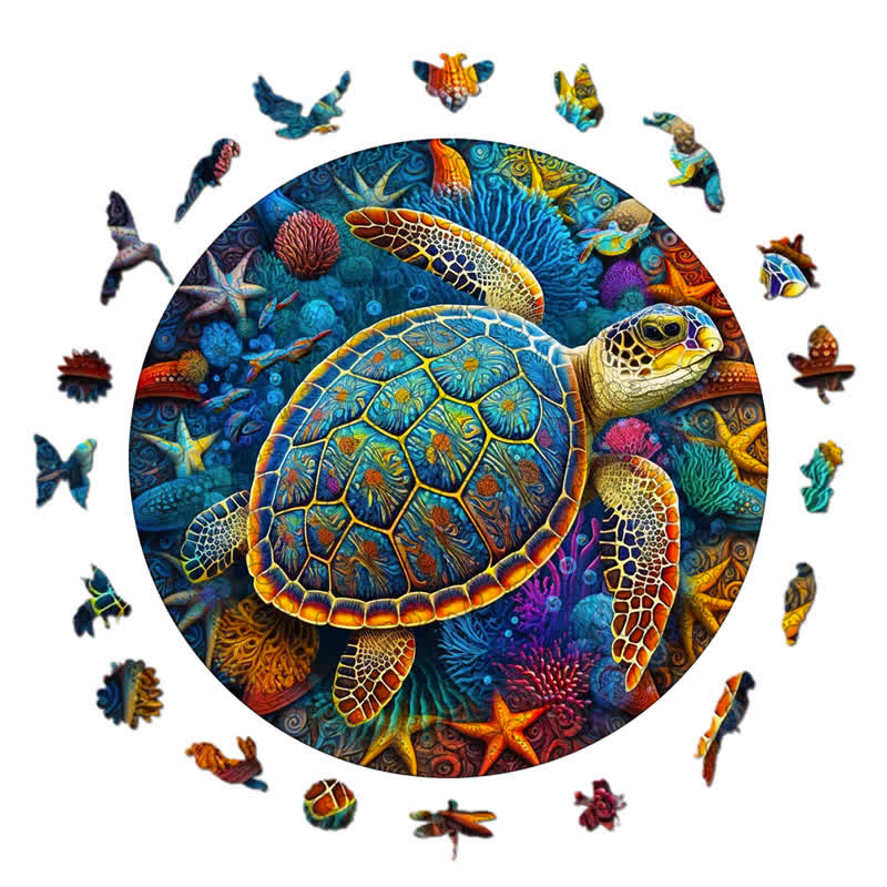 Rubbyoo Sea Turtle Watercolour - Wooden Jigsaw Puzzle - image 1