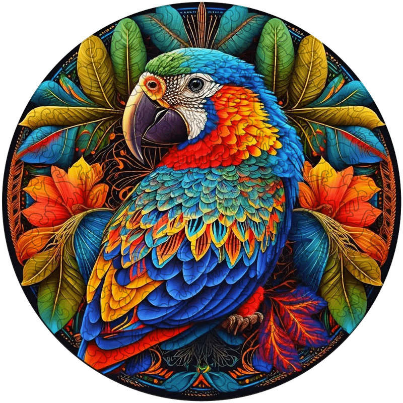 Rubbyoo Stained Parrot - Wooden Jigsaw Puzzle - A3 - Wooden Gift Packaging - image 0