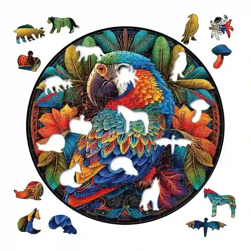 Rubbyoo Stained Parrot - Wooden Jigsaw Puzzle - image 1