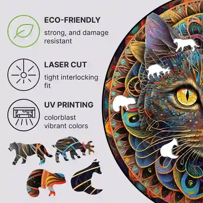 Rubbyoo Mandala Cat - Wooden Jigsaw Puzzle - image 4