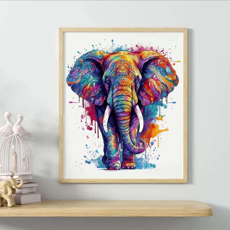 Rubbyoo Rainbow Elephant Blue - Wooden Jigsaw Puzzle - image 5