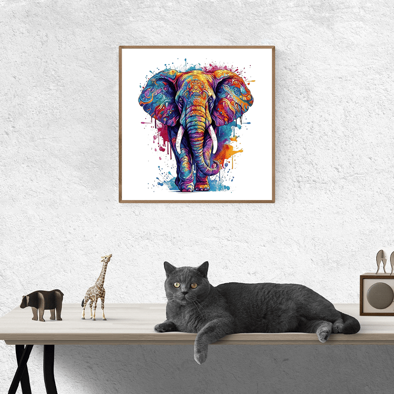 Rubbyoo Rainbow Elephant Blue - Wooden Jigsaw Puzzle - image 3