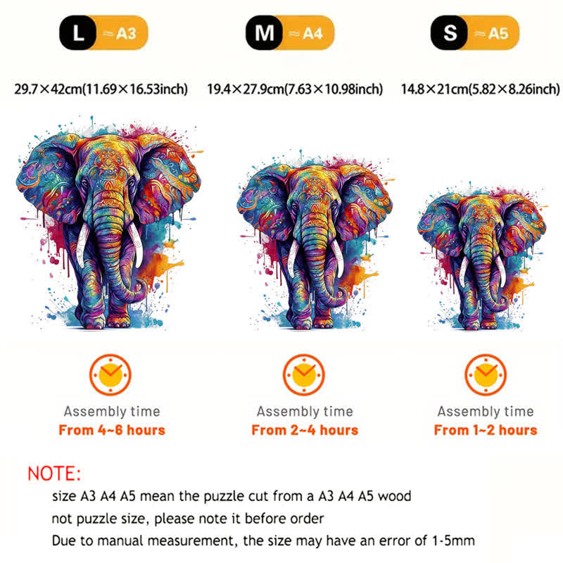 Rubbyoo Rainbow Elephant Blue - Wooden Jigsaw Puzzle - image 8