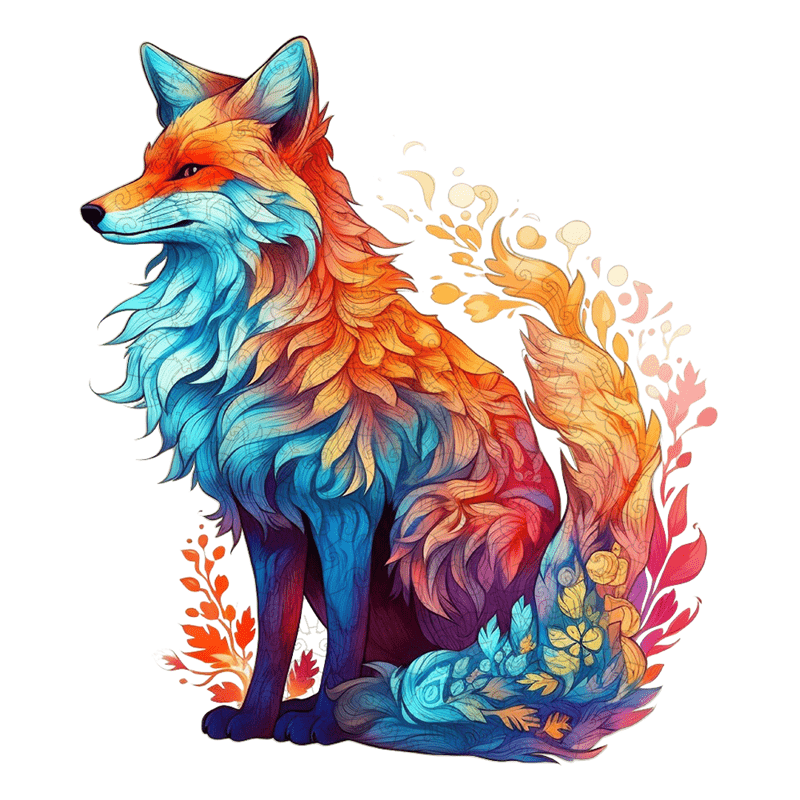 Rubbyoo Wonderful Fox Colourful  - Wooden Jigsaw Puzzle - A3 - Wooden Gift Packaging - image 0