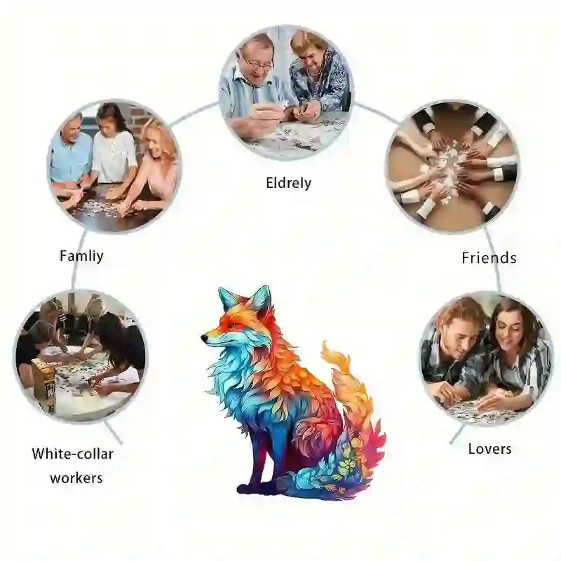 Rubbyoo Wonderful Fox Colourful  - Wooden Jigsaw Puzzle - image 2