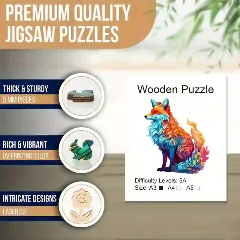Rubbyoo Wonderful Fox Colourful  - Wooden Jigsaw Puzzle - image 3