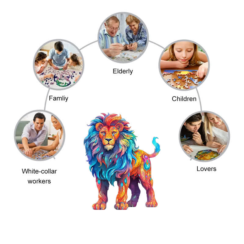 Rubbyoo Colorful Lion  - Wooden Jigsaw Puzzle - image 3