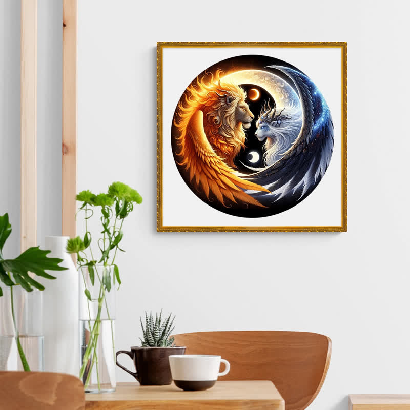 Rubbyoo Sun And Moon Winged Lions Yin Yang - Wooden Jigsaw Puzzle - image 6