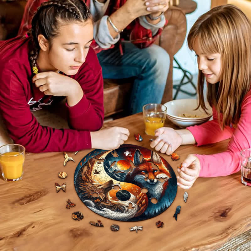 Rubbyoo Fox and Wolf Yin Yang - Wooden Jigsaw Puzzle - image 7