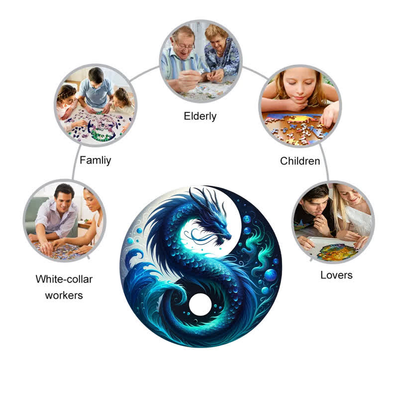 Rubbyoo Ocean Serpent Yin and Yang - Wooden Jigsaw Puzzle - image 3