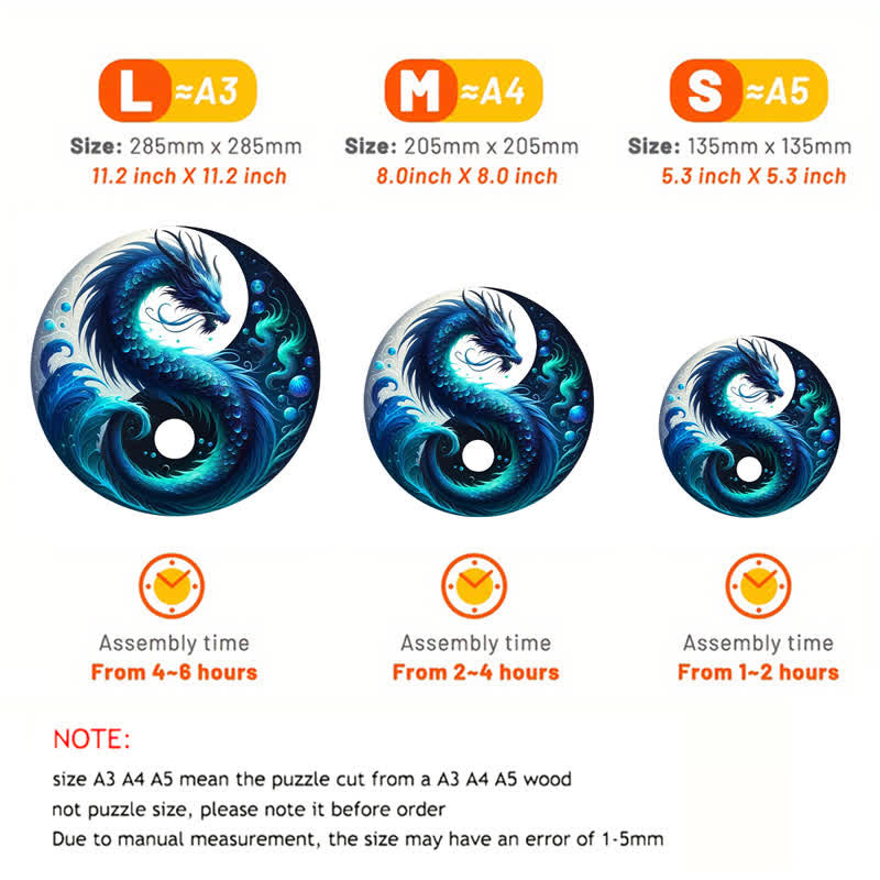 Rubbyoo Ocean Serpent Yin and Yang - Wooden Jigsaw Puzzle - image 4