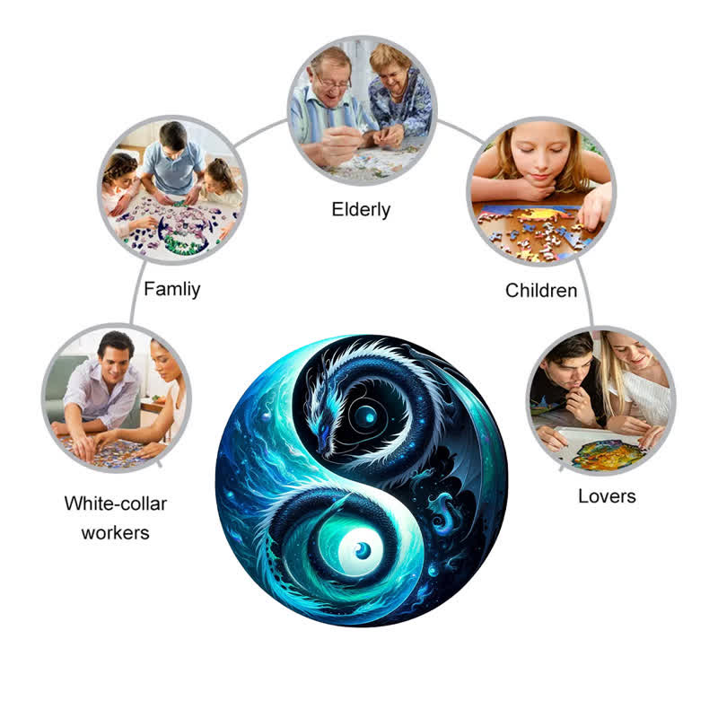 Rubbyoo Ocean Serpent Yin and Yang -2 Wooden Jigsaw Puzzle - image 2