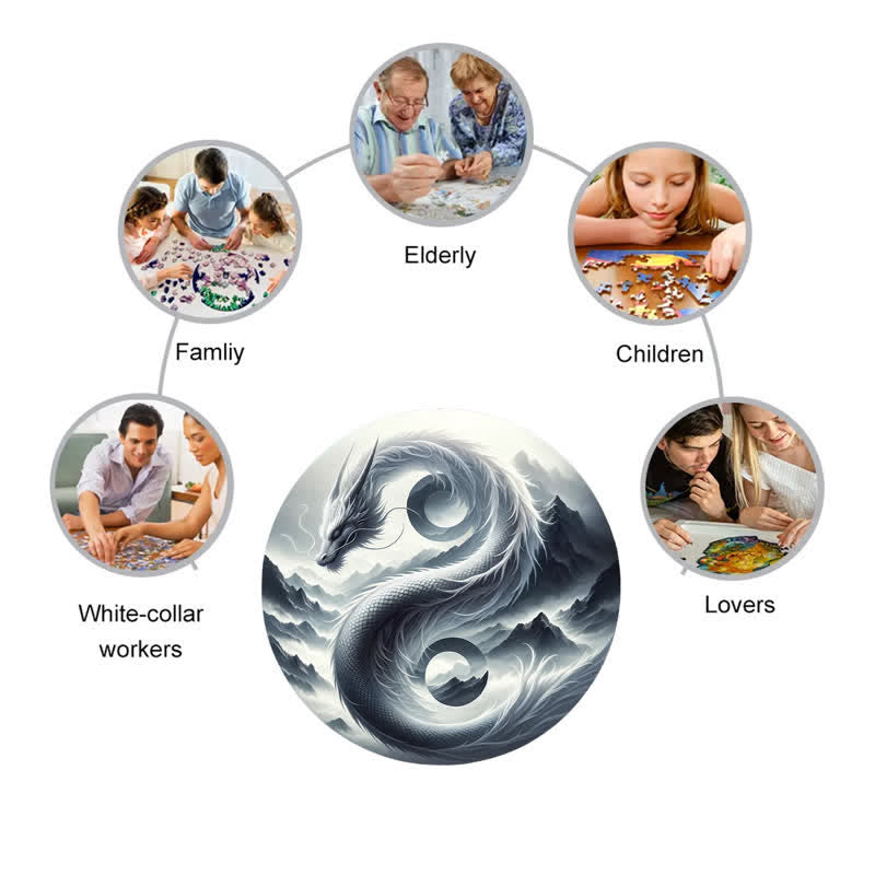 Rubbyoo Wind and Mountain Serpent Yin and Yang -2 Wooden Jigsaw Puzzle - image 2